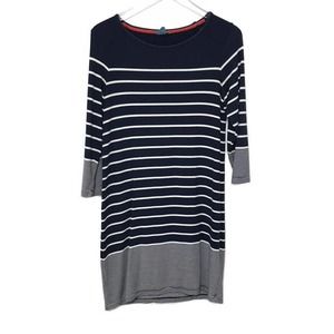 Fleur Bleue‎ Women's Stretch Knit Dress Tunic Stripe Nautical Crewneck Small